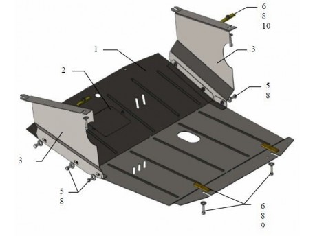 Фото Защита двигателя Opel Movano 1998-2003, 2004-2010 Кольчуга