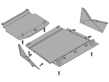 Фото Защита картера и КПП Mitsubishi Pajero 1999-2006, 2006-2021 дизель Кольчуга